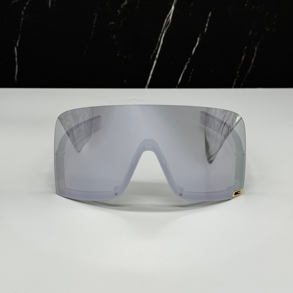 NEW GUCCI GG1631S 013 UNISEX SUNGLASSES GG 1631S 013 GUCCI SHIELD GREY EYEWEAR - Picture 5 of 11